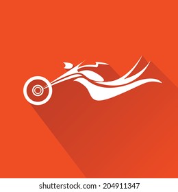 vector Silhouette of classic motorcycle on red background. motorcycle flat icon. freedom concept
