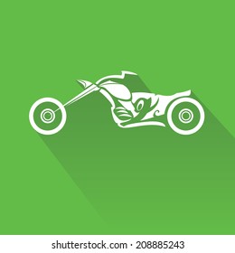 vector Silhouette of classic motorcycle on green background. motorcycle flat icon. freedom concept