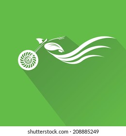 vector Silhouette of classic motorcycle on green background. motorcycle flat icon. freedom concept