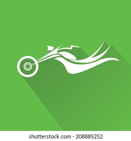 vector Silhouette of classic motorcycle on green background. motorcycle flat icon. freedom concept