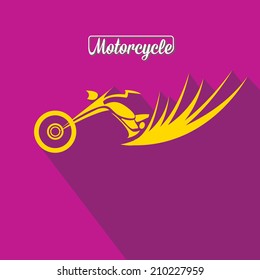 vector Silhouette of classic motorcycle on violet background. motorcycle flat icon. freedom concept