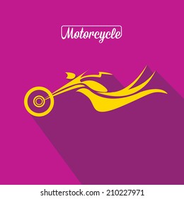 vector Silhouette of classic motorcycle on violet background. motorcycle flat icon. freedom concept