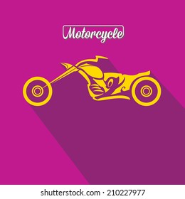 vector Silhouette of classic motorcycle on violet background. motorcycle flat icon. freedom concept