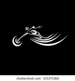 vector Silhouette of classic motorcycle on black background. motorcycle flat icon. freedom concept