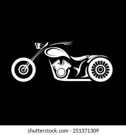 vector Silhouette of classic motorcycle on black background. motorcycle flat icon. freedom concept