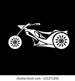 vector Silhouette of classic motorcycle on black background. motorcycle flat icon. freedom concept