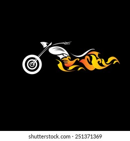 vector Silhouette of classic motorcycle on black background. motorcycle flat icon. freedom concept