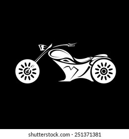 vector Silhouette of classic motorcycle on black background. motorcycle flat icon. freedom concept