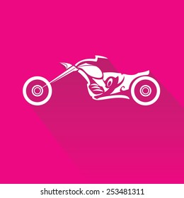 vector Silhouette of classic motorcycle on pink background. motorcycle flat icon. freedom concept