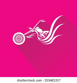 vector Silhouette of classic motorcycle on pink background. motorcycle flat icon. freedom concept