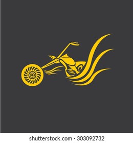 vector Silhouette of classic motorcycle on black background. motorcycle flat icon. freedom concept