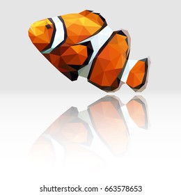 vector silhouette clown fish in a polygon chart