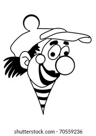 vector silhouette clown on white background