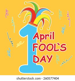 vector silhouette clowns hat on one digit with type fools day