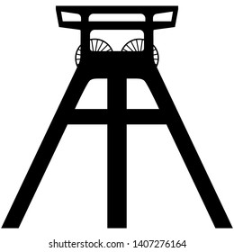 Vector silhouette of a coal mine headframe isolated on white background