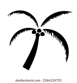 vector silhouette of a coconut tree on a white background