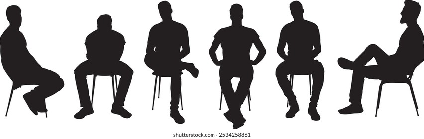 Vector Silhouette Collection: Clean and Bold Designs men sitting in various ways in a chair