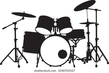 Vektor Silhouette Collection: Saubere und kühne Designs Schwarz und Silber Drum Kit