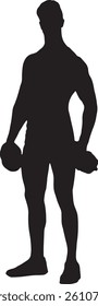 Vector Silhouette Collection: Clean and Bold Designs Muscular Man Silhouette Holding Dumbbells