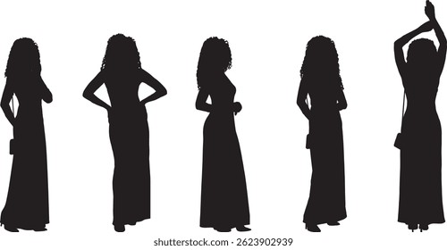 Vector Silhouette Collection: Clean and Bold Designs Silhouette Women Long Dress Poses