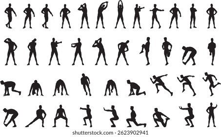 Vector Silhouette Collection: Clean and Bold Designs Man Silhouettes Fitness Workout Poses