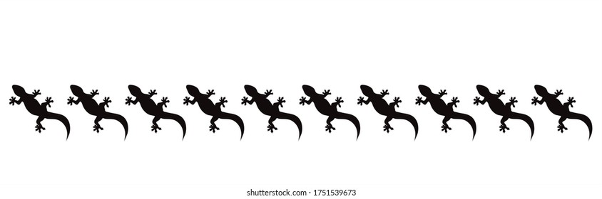 Vector silhouette of collection of lizards on white background. Symbol of ocean animals.