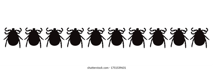 Silueta vectorial de colección de garrapatas sobre fondo blanco. Símbolo de insecto.