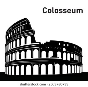 A vector silhouette of the Colosseum, ideal for logos, posters, and educational materials. Easily customizable and scalable for any creative or branding projec