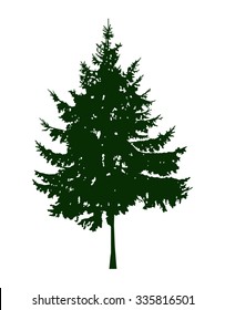 Vector silhouette of coniferous tree. Can be used as poster, badge, emblem, banner, icon, sign, decor...