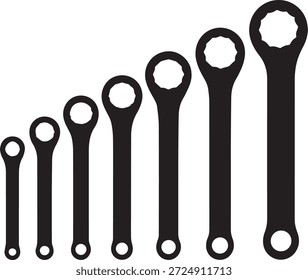 Vector silhouette of construction tools in black. Simple tool shapes isolated on white background. Ideal for construction, repair, industry, engineering, maintenance, and design projects.