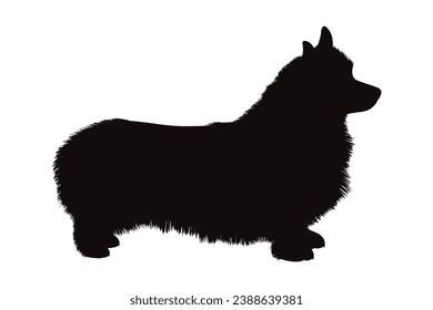 Vektorsilhouette von Corgi auf weißem Hintergrund. Symbol von Haustier und Hund.