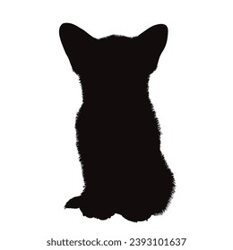 Vector silhouette of Corgi on white background. Symbol of pet and dog.