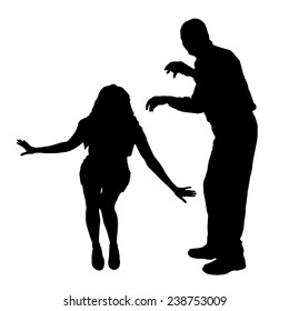 Vector silhouette of couple dancing on a white background.