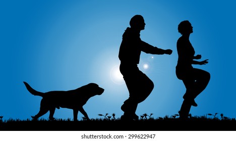 カップル シルエット 犬 のイラスト素材 画像 ベクター画像 Shutterstock