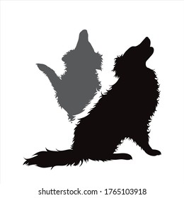 Vector silhouette of couple of dogs. Symbol of pet.