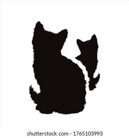 Vector silhouette of couple of dogs. Symbol of pet.