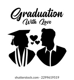vector silhouette of a couple graduating