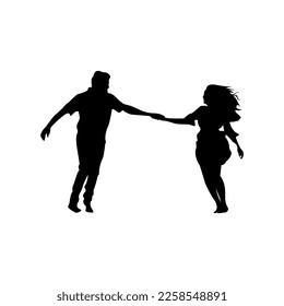 Vector silhouette of couple holding hands.