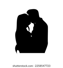 Vector silhouette of couple kissing.