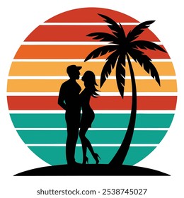 Vector Silhouette couple kissing Vintage