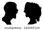 Vector silhouette of a couple on a white background.