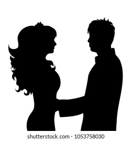 Vector silhouette of couple on white background.