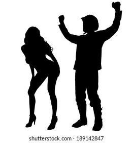 Vector silhouette of couple on a white background.