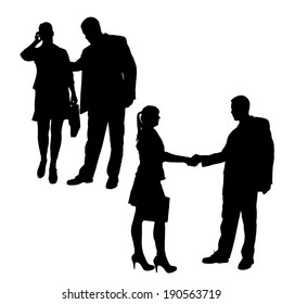 Vector silhouette of a couple on a white background.