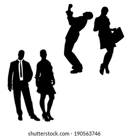 Vector silhouette of a couple on a white background.