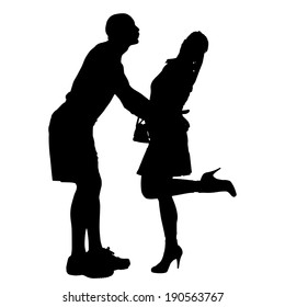 Vector silhouette of a couple on a white background.