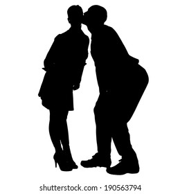Vector silhouette of a couple on a white background.