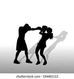 Vector silhouette of a couple on a white background.