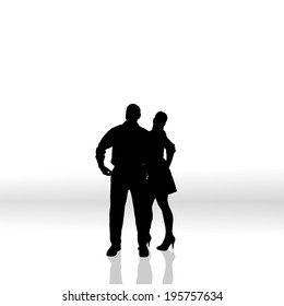 Vector silhouette of couple on a white background.