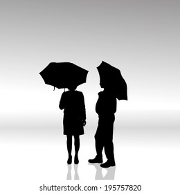 Vector silhouette of couple on a white background.
